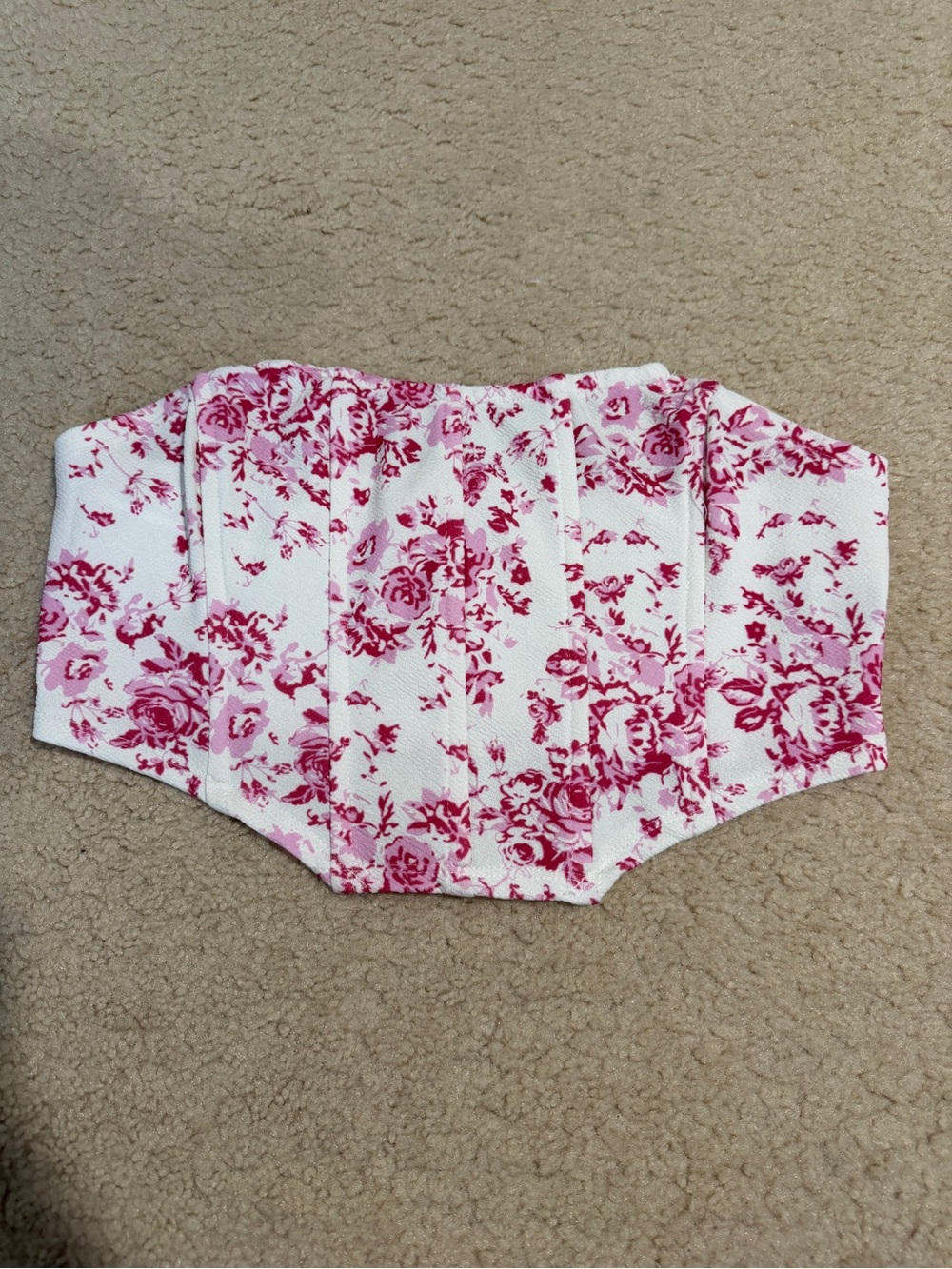SHEIN Pink and White Floral Corset-Style Waist Belt